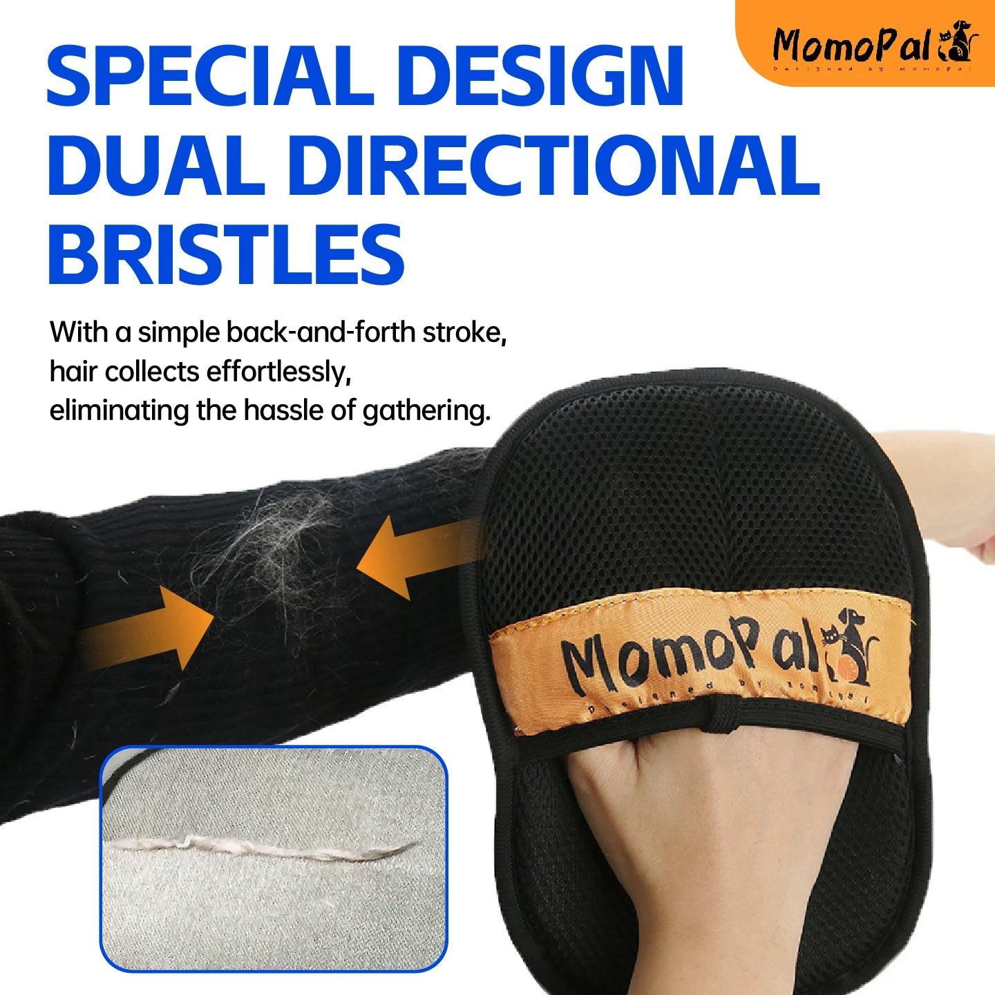 Pet Grooming Gloves Cats Hair Brush Pet Hair Removal Gloves Dual Brush Static-Free Cat Hair Cleaning Tool Hair Stripping Mitts