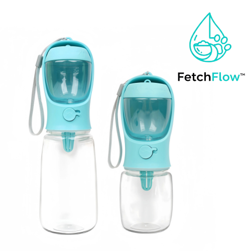 FetchFlow™ — Portable Pet Water Bottle with Food Compartment