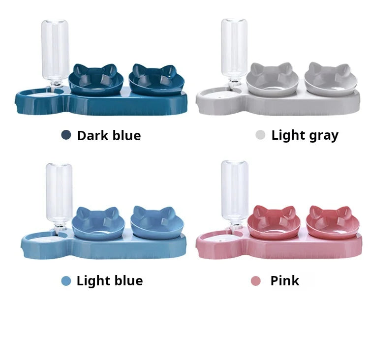 MeowMate™ - 3 in 1 Cat Bowl with Dual Food Compartments & Water Dispenser