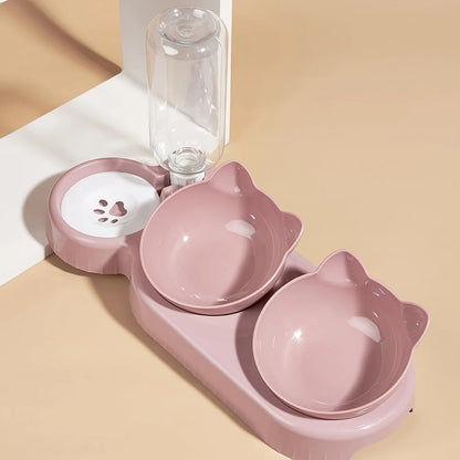 MeowMate™ - 3 in 1 Cat Bowl with Dual Food Compartments & Water Dispenser