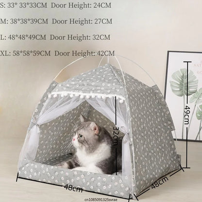 Cat Tent Bed Pet Cat House Closed Cozy Puppy Cage with Floors Pet Dog House Calming Cat Beds Puppy Kennel Tents Pet Supplies