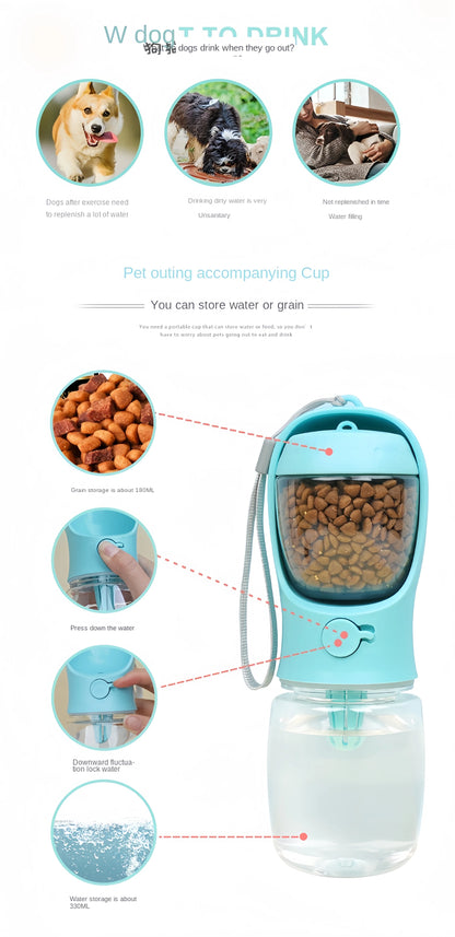FetchFlow™ — Portable Pet Water Bottle with Food Compartment