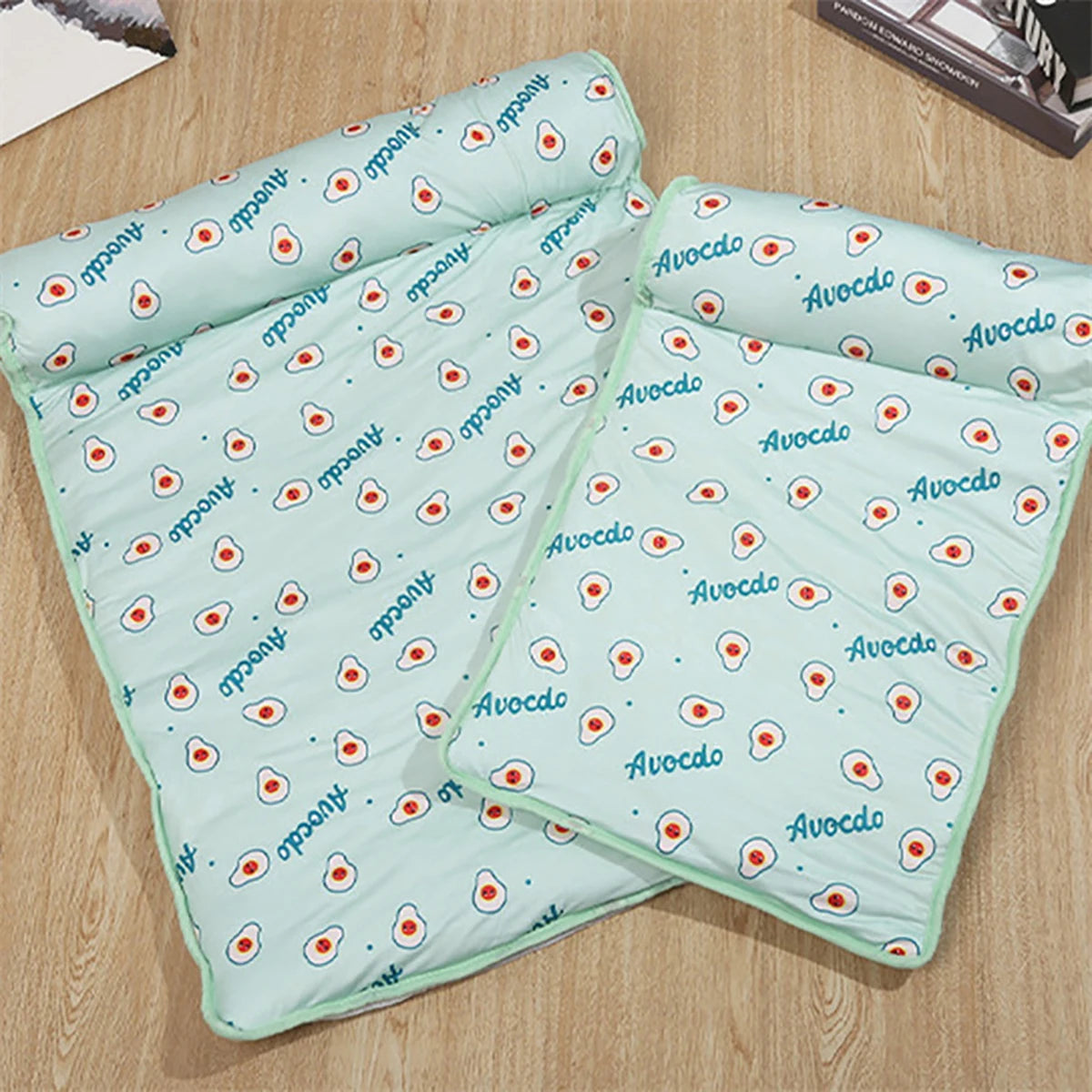 Cooling Pet Mat with Pillow - Non-Slip, Comfortable Dog & Cat Bed for All Sizes - Ideal for Indoor/Outdoor Use, Pet Cooling Mat