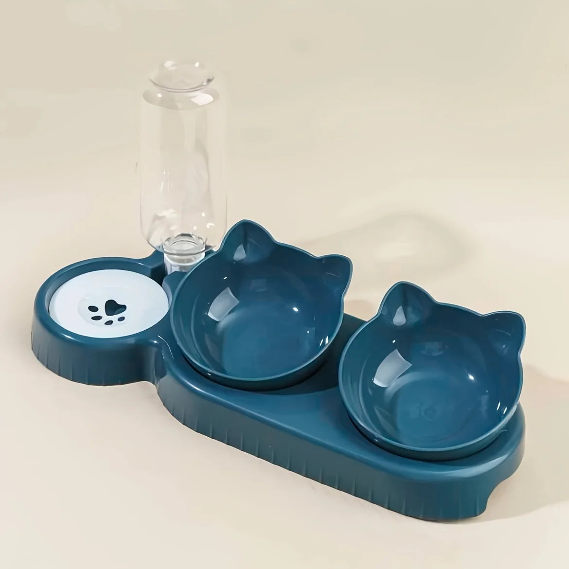 MeowMate™ - 3 in 1 Cat Bowl with Dual Food Compartments & Water Dispenser