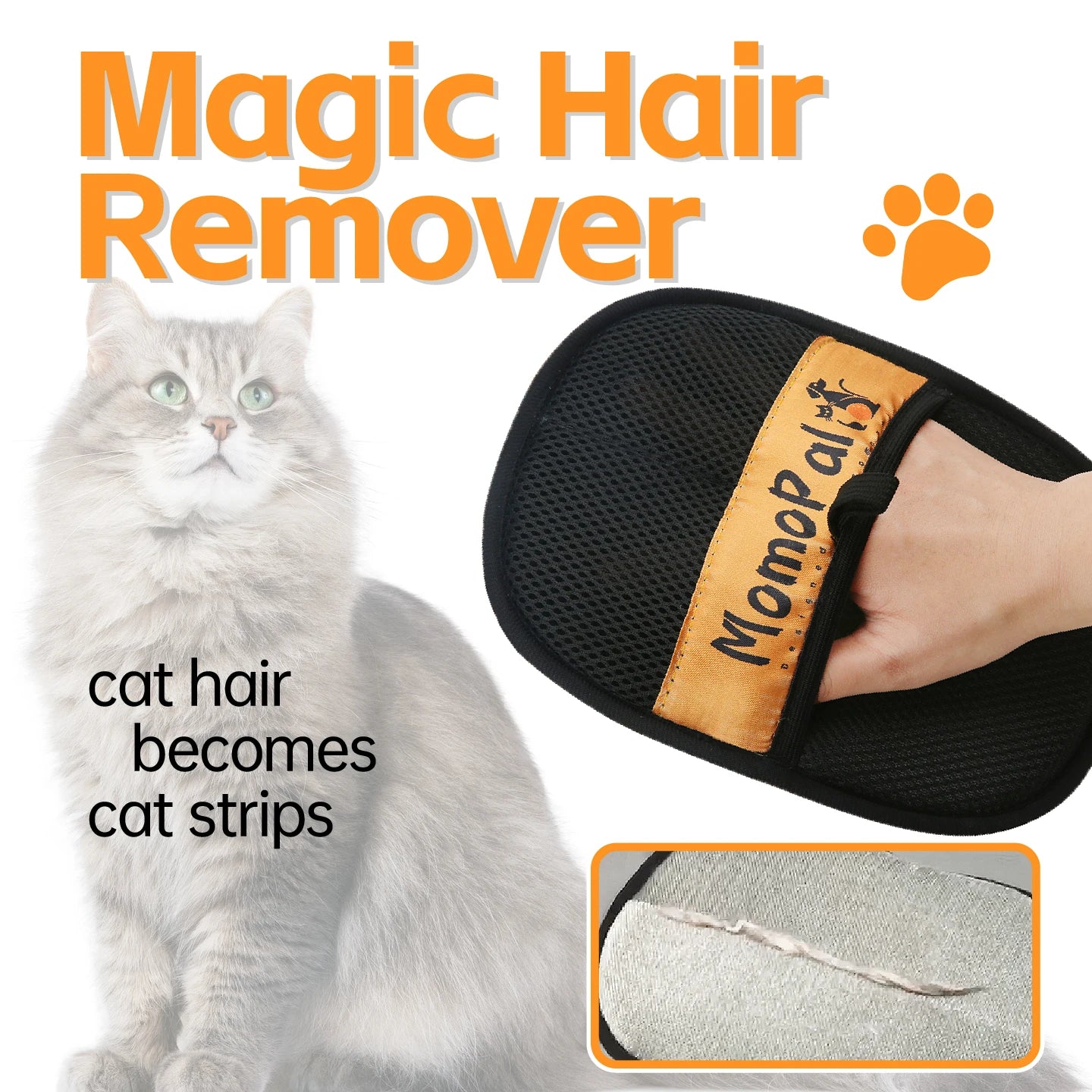 Pet Grooming Gloves Cats Hair Brush Pet Hair Removal Gloves Dual Brush Static-Free Cat Hair Cleaning Tool Hair Stripping Mitts