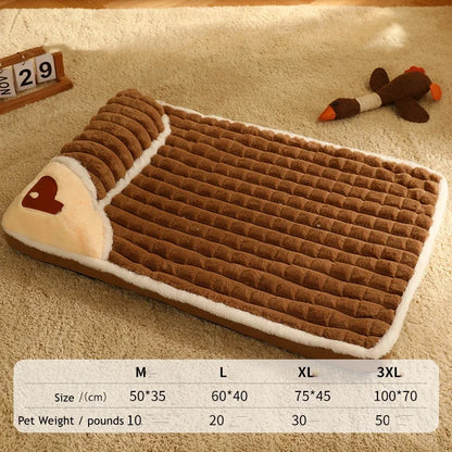 Calming Dog Beds for Small Large Dogs Luxury Dog Mat with Pillow Removable Cover Foam Pet Mat Cushion Sleeping Beds Soft